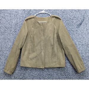 Talbots 100% Goat Suede Leather Jacket Size 8 Full Zip Boho Buckskin Western Tan